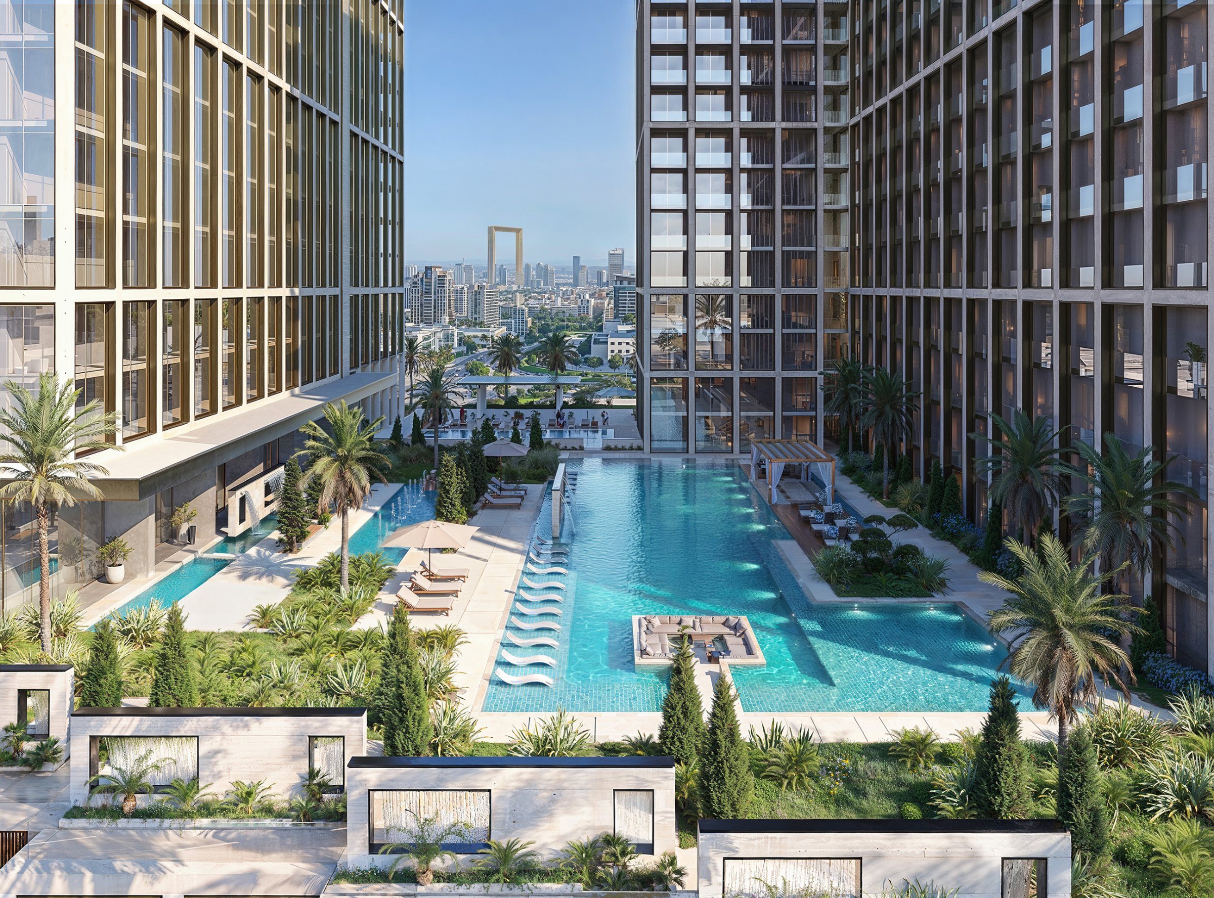 Podium pool deck between Tower A and Tower B